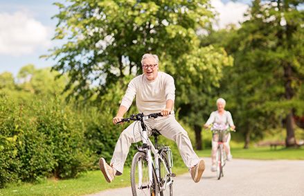 active old age, people and lifestyle concept – happy senior coup