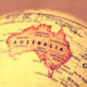 Australia on a globe
