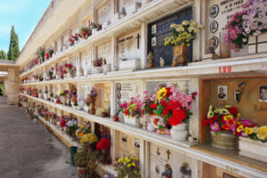 Vases at a graveyard