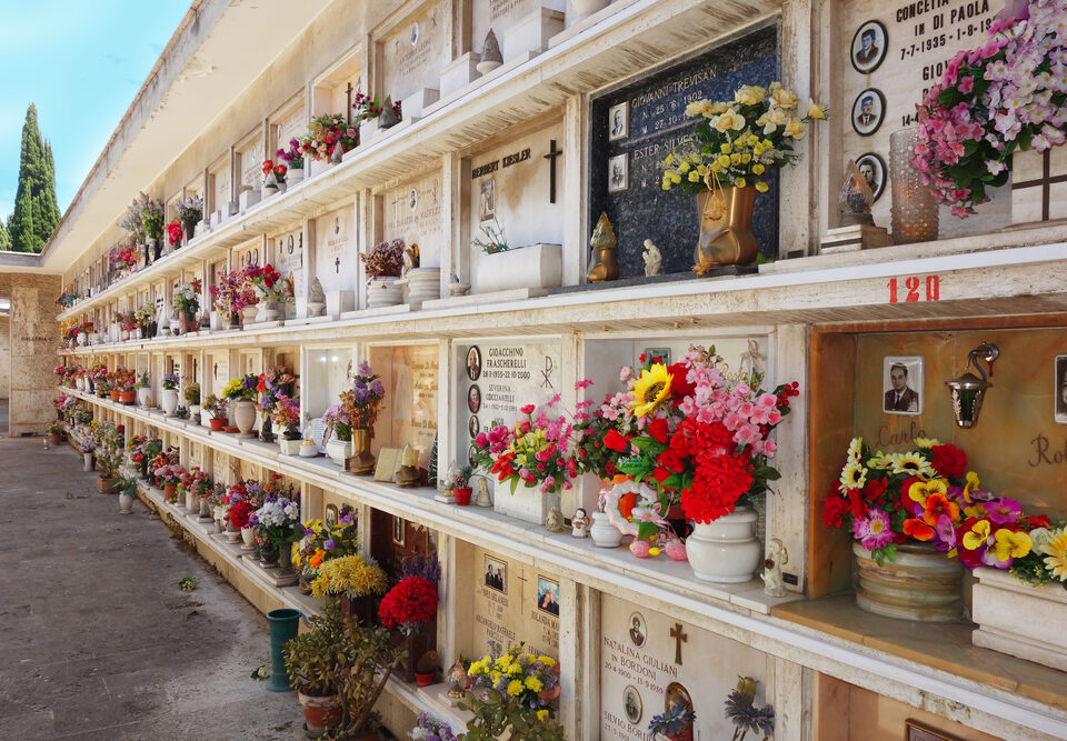 Vases at a graveyard