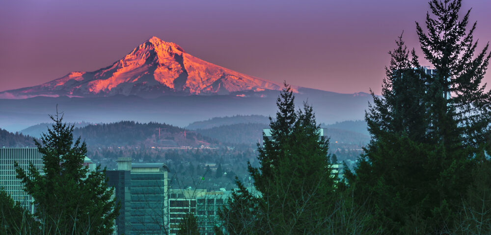 Mt. Hood behind Portland, Oregon