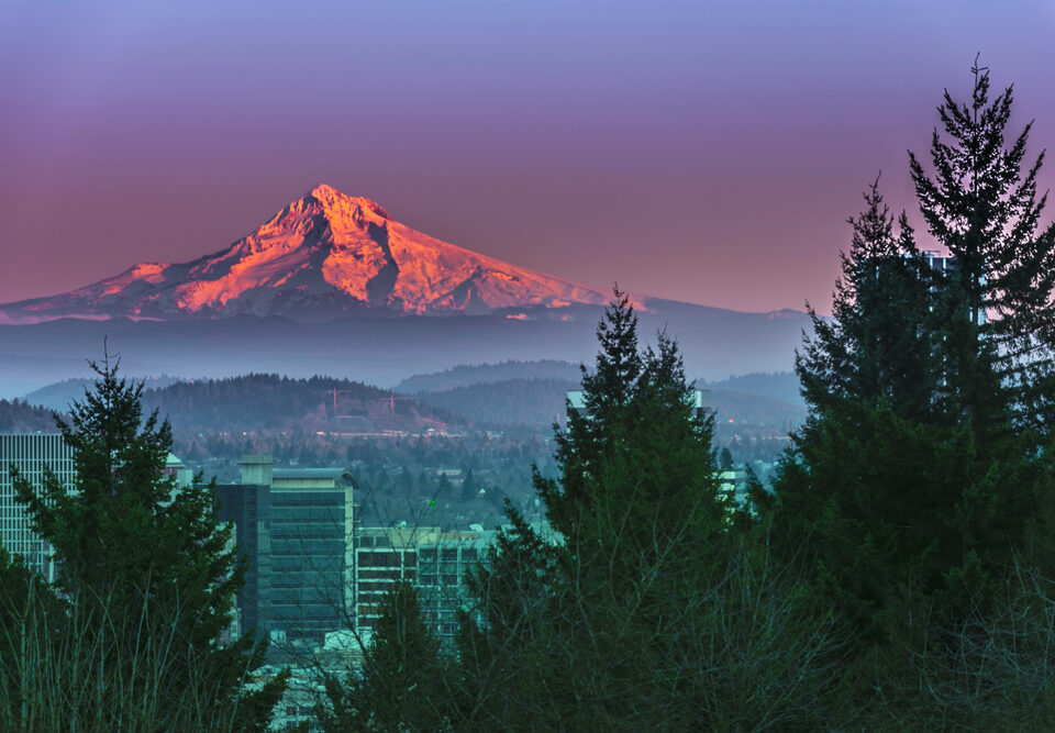 Mt. Hood behind Portland, Oregon