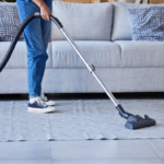 Woman vacuuming