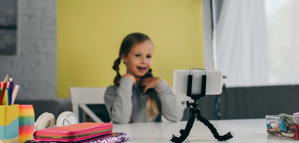 Young influencer recording video