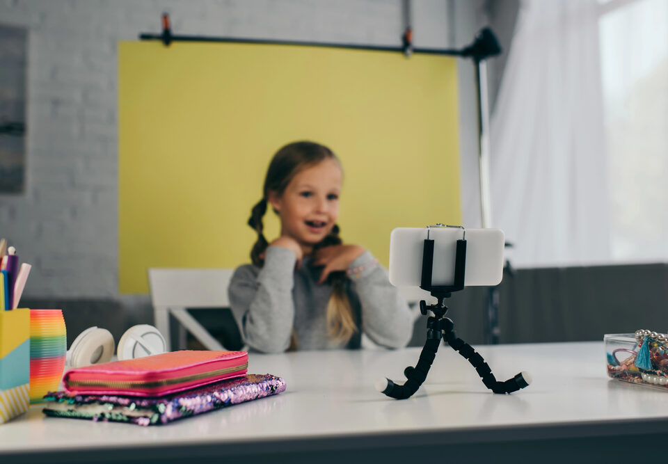 Young influencer recording video